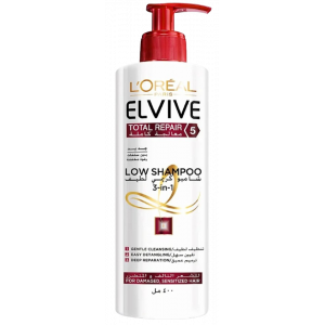 LOREAL ELVIVE TOTAL REPAIR 5 LOW SHAMPOO — GENTLE CLEANSING CREAM FOR DAMAGED HAIR 400 ML